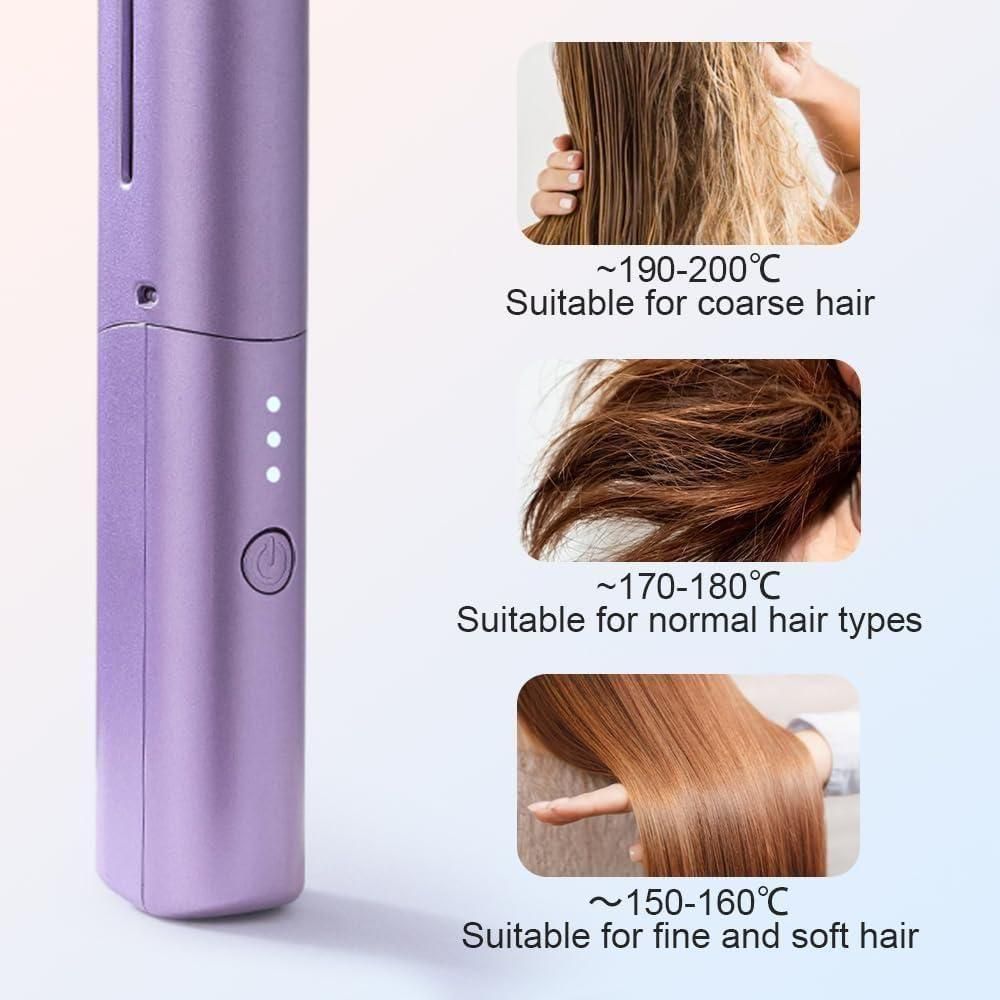 Meneflix Portable Mini Hair Straightener Cordless Rechargeable Mini Adjustable Hair Straightener Hot Combination